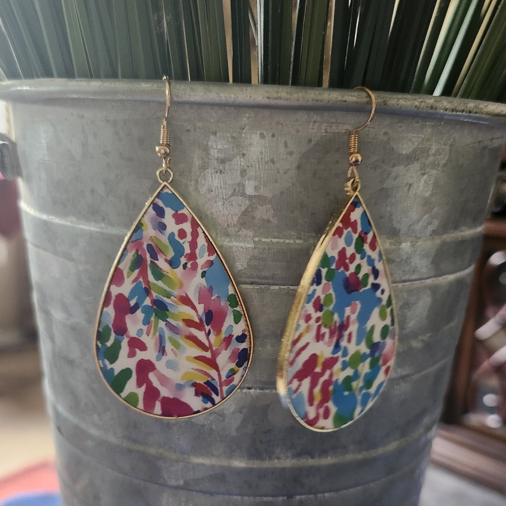 Tear Drop Lilly Pulitzer Inspired Earrings